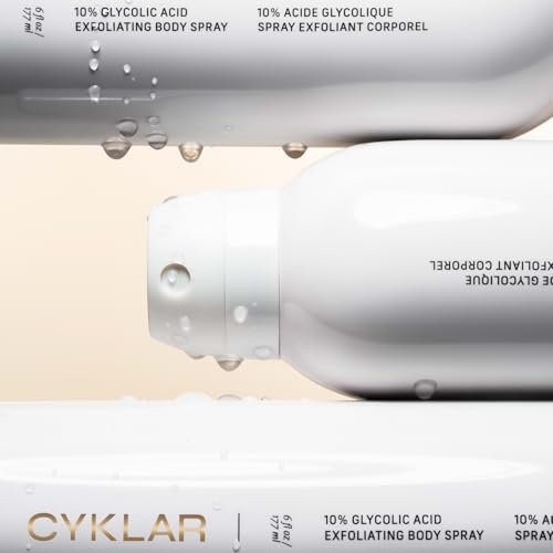 Cyklar Glycolic Acid Exfoliating Body Spray – 10% AHA Toner for Face & Body, Skin-Smoothing Spray with Peptides & Enzymes, Fragrance-Free, 6 fl oz Avelisse