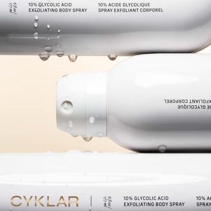 Cyklar Glycolic Acid Exfoliating Body Spray – 10% AHA Toner for Face & Body, Skin-Smoothing Spray with Peptides & Enzymes, Fragrance-Free, 6 fl oz Avelisse