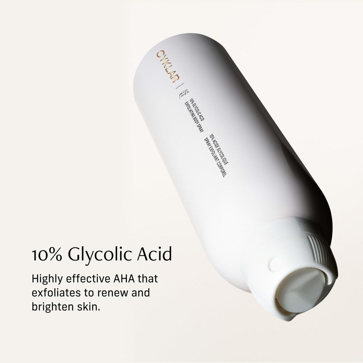 Cyklar Glycolic Acid Exfoliating Body Spray – 10% AHA Toner for Face & Body, Skin-Smoothing Spray with Peptides & Enzymes, Fragrance-Free, 6 fl oz Avelisse