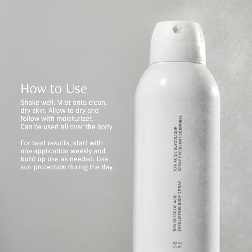 Cyklar Glycolic Acid Exfoliating Body Spray – 10% AHA Toner for Face & Body, Skin-Smoothing Spray with Peptides & Enzymes, Fragrance-Free, 6 fl oz Avelisse