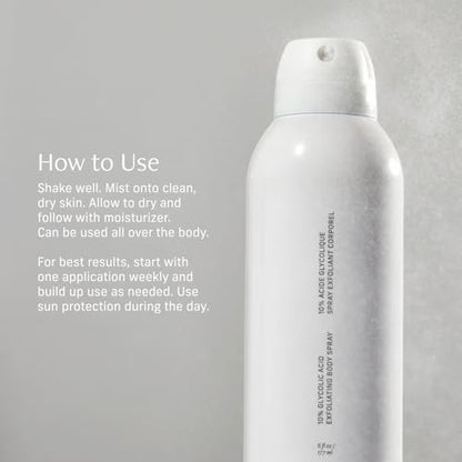 Cyklar Glycolic Acid Exfoliating Body Spray – 10% AHA Toner for Face & Body, Skin-Smoothing Spray with Peptides & Enzymes, Fragrance-Free, 6 fl oz Avelisse