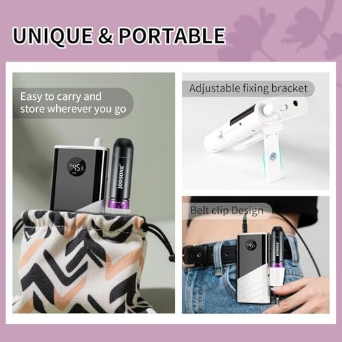 JODSONE Professional Nail Drill 45000 RPM Rechargeable Nail File for Nail Gel Removal Low Noise Portable for Home and Salon - görsel 6