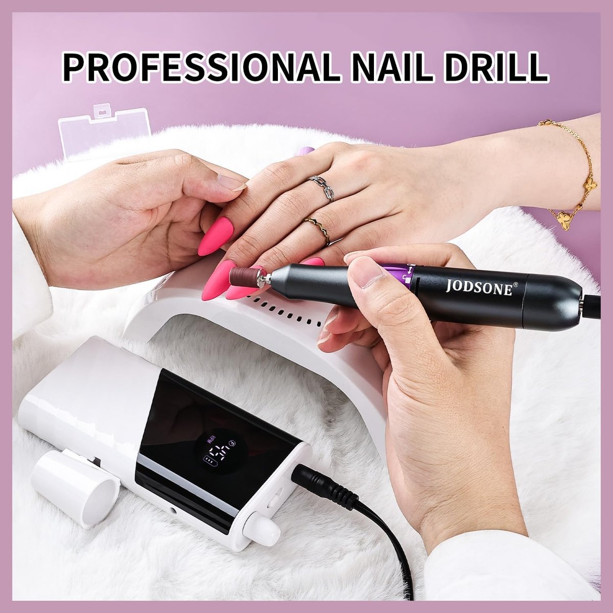JODSONE Professional Nail Drill 45000 RPM Rechargeable Nail File for Nail Gel Removal Low Noise Portable for Home and Salon - görsel 13
