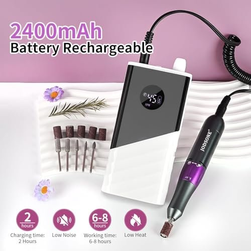 JODSONE Professional Nail Drill 45000 RPM Rechargeable Nail File for Nail Gel Removal Low Noise Portable for Home and Salon - görsel 18