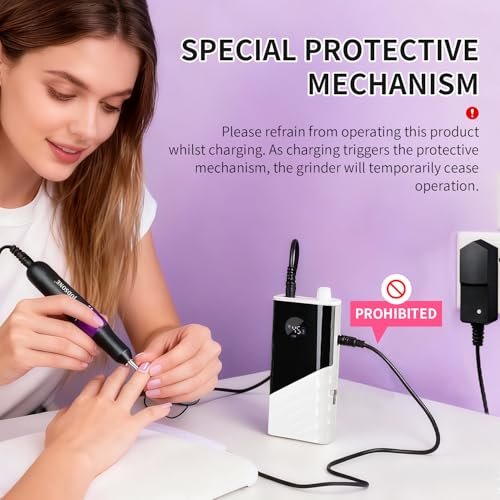JODSONE Professional Nail Drill 45000 RPM Rechargeable Nail File for Nail Gel Removal Low Noise Portable for Home and Salon - görsel 4