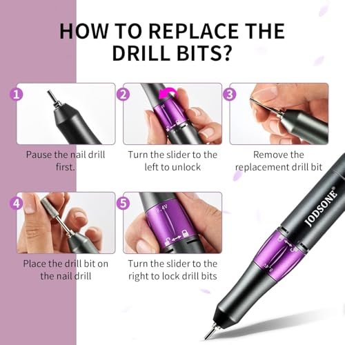 JODSONE Professional Nail Drill 45000 RPM Rechargeable Nail File for Nail Gel Removal Low Noise Portable for Home and Salon - görsel 12