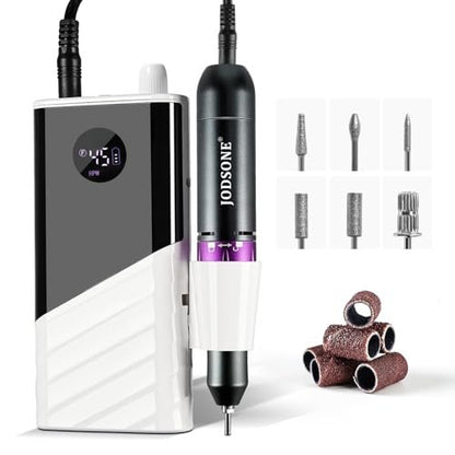 JODSONE Professional Nail Drill 45000 RPM Rechargeable Nail File for Nail Gel Removal Low Noise Portable for Home and Salon