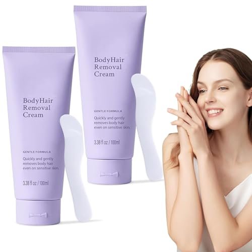 2 PCS Gentle Body Hair Removal Cream for Men & Women, 6.76 Fl Oz, Painless Flawless Depilatory Cream with Spatula Applicator, Suitable for All Skin Types & Sensitive Avelisse
