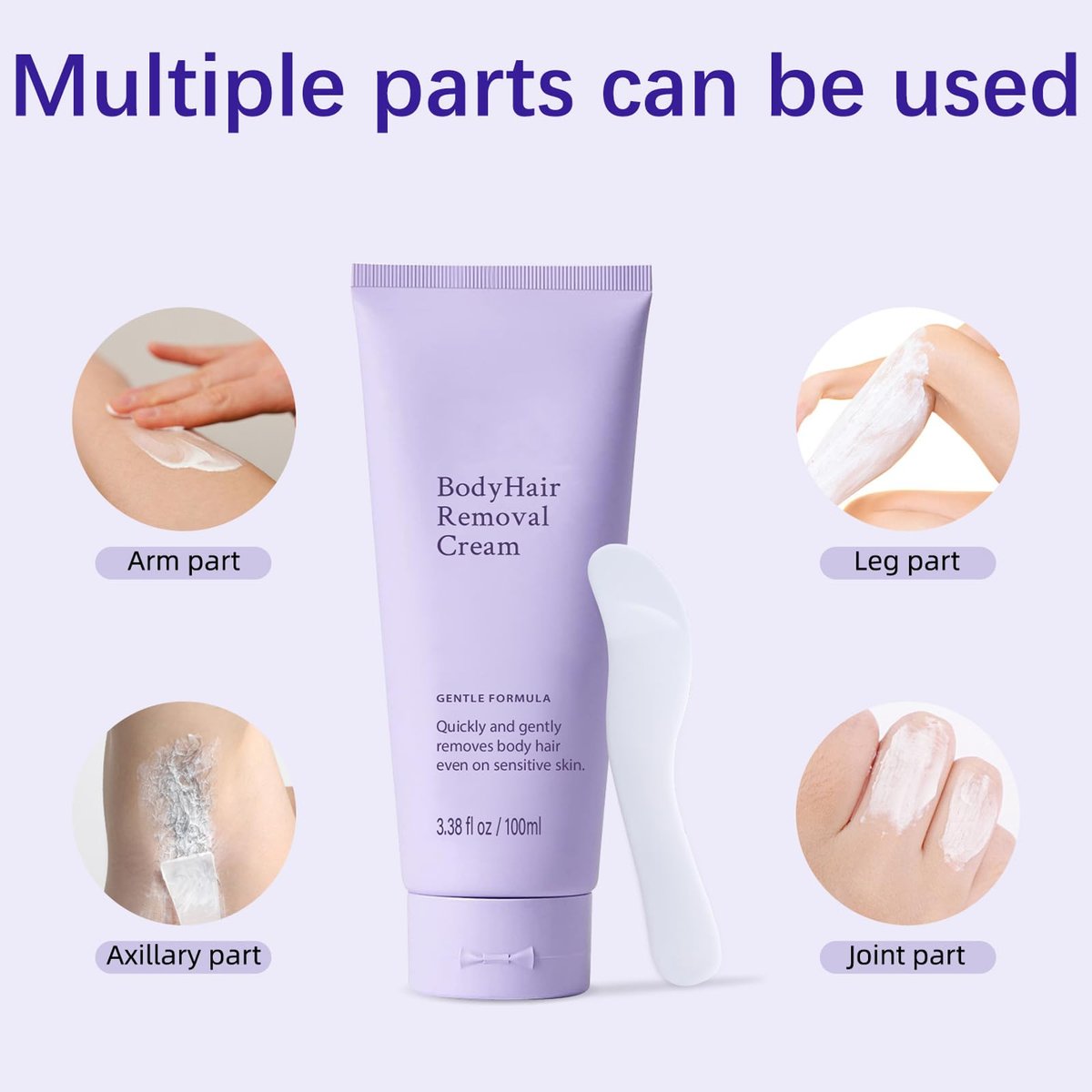 2 PCS Gentle Body Hair Removal Cream for Men & Women, 6.76 Fl Oz, Painless Flawless Depilatory Cream with Spatula Applicator, Suitable for All Skin Types & Sensitive Avelisse