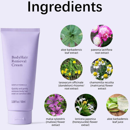 2 PCS Gentle Body Hair Removal Cream for Men & Women, 6.76 Fl Oz, Painless Flawless Depilatory Cream with Spatula Applicator, Suitable for All Skin Types & Sensitive Avelisse