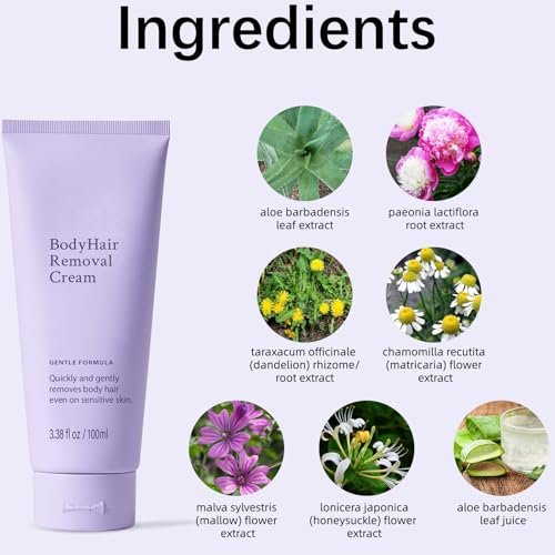 2 PCS Gentle Body Hair Removal Cream for Men & Women, 6.76 Fl Oz, Painless Flawless Depilatory Cream with Spatula Applicator, Suitable for All Skin Types & Sensitive Avelisse