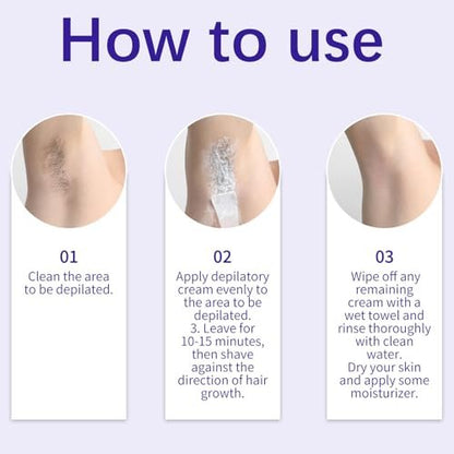 2 PCS Gentle Body Hair Removal Cream for Men & Women, 6.76 Fl Oz, Painless Flawless Depilatory Cream with Spatula Applicator, Suitable for All Skin Types & Sensitive Avelisse