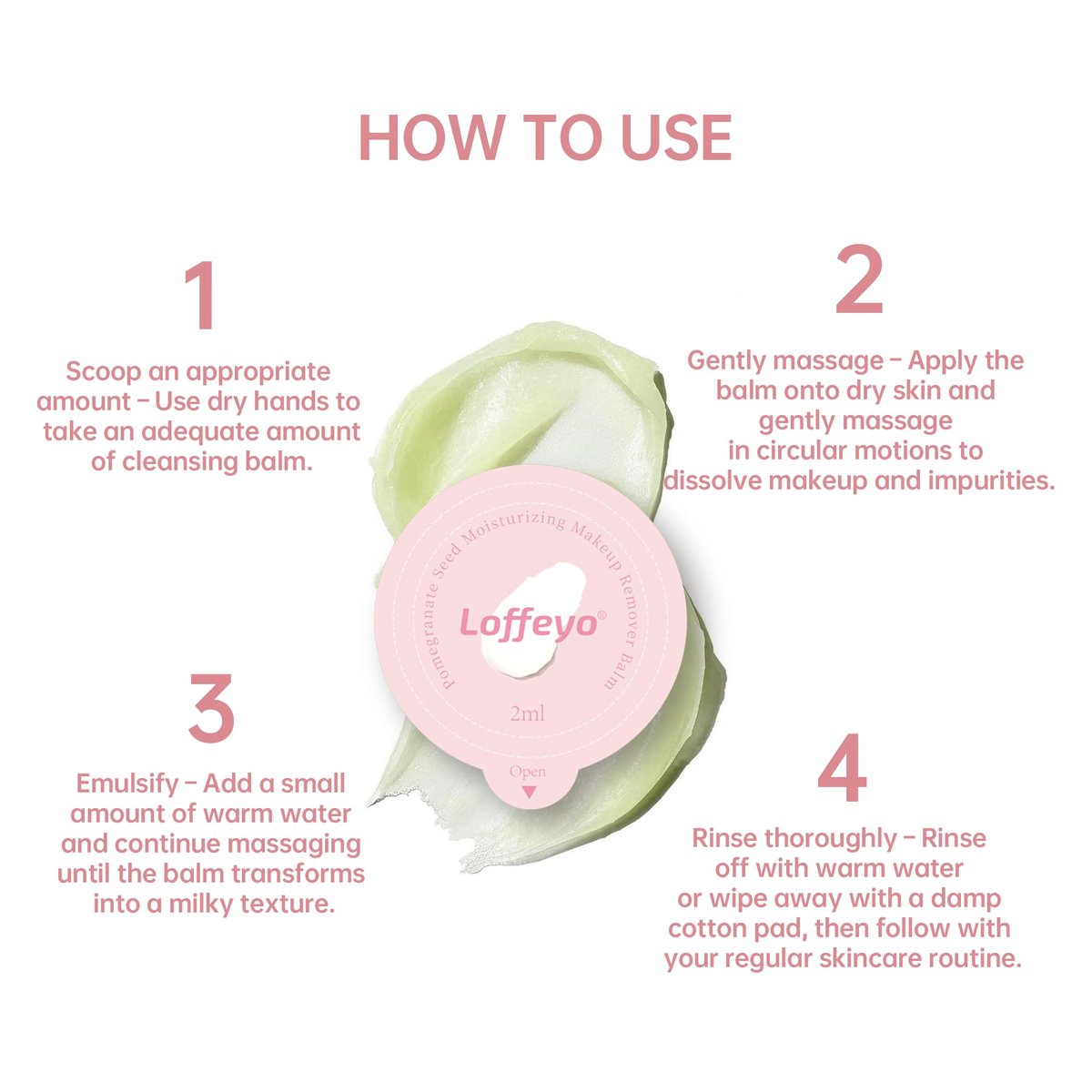 Loffeyo 30-Pack Travel Mini Cleansing Balm - Individually Wrapped Makeup Remover Pods with Pomegranate Extract, Gentle & Hydrating for All Skin Types, Leak-Proof & TSA-Friendly Avelisse