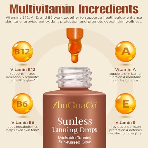 Oral Drinkable Sunless Tanning Drops for Natural Glow | Safe & Long-Lasting Enhancer for All Skin Types Avelisse