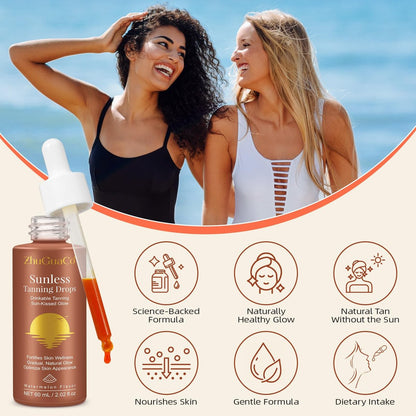 Oral Drinkable Sunless Tanning Drops for Natural Glow | Safe & Long-Lasting Enhancer for All Skin Types Avelisse