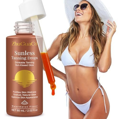 Oral Drinkable Sunless Tanning Drops for Natural Glow | Safe & Long-Lasting Enhancer for All Skin Types Avelisse