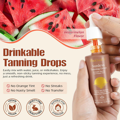 Oral Drinkable Sunless Tanning Drops for Natural Glow | Safe & Long-Lasting Enhancer for All Skin Types Avelisse