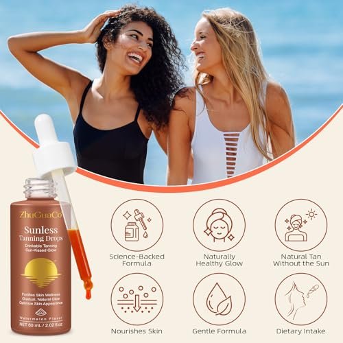 Oral Drinkable Sunless Tanning Drops for Natural Glow | Safe & Long-Lasting Enhancer for All Skin Types Avelisse
