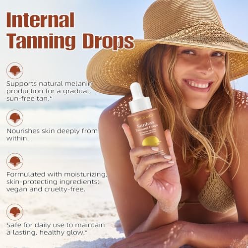 Oral Drinkable Sunless Tanning Drops for Natural Glow | Safe & Long-Lasting Enhancer for All Skin Types Avelisse