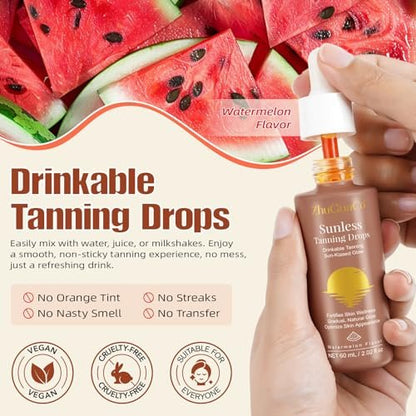 Oral Drinkable Sunless Tanning Drops for Natural Glow | Safe & Long-Lasting Enhancer for All Skin Types Avelisse