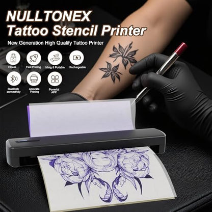 NULLTONEX Portable Wireless Bluetooth Thermal Tattoo Stencil Printer – 8.5x11 Letter, A4, A5 Sizes for Smartphone, PC & Laptop Avelisse