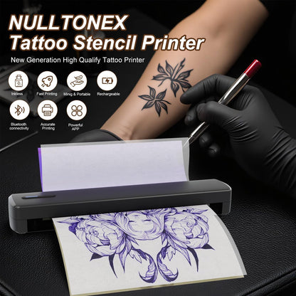 NULLTONEX Portable Wireless Bluetooth Thermal Tattoo Stencil Printer – 8.5x11 Letter, A4, A5 Sizes for Smartphone, PC & Laptop Avelisse