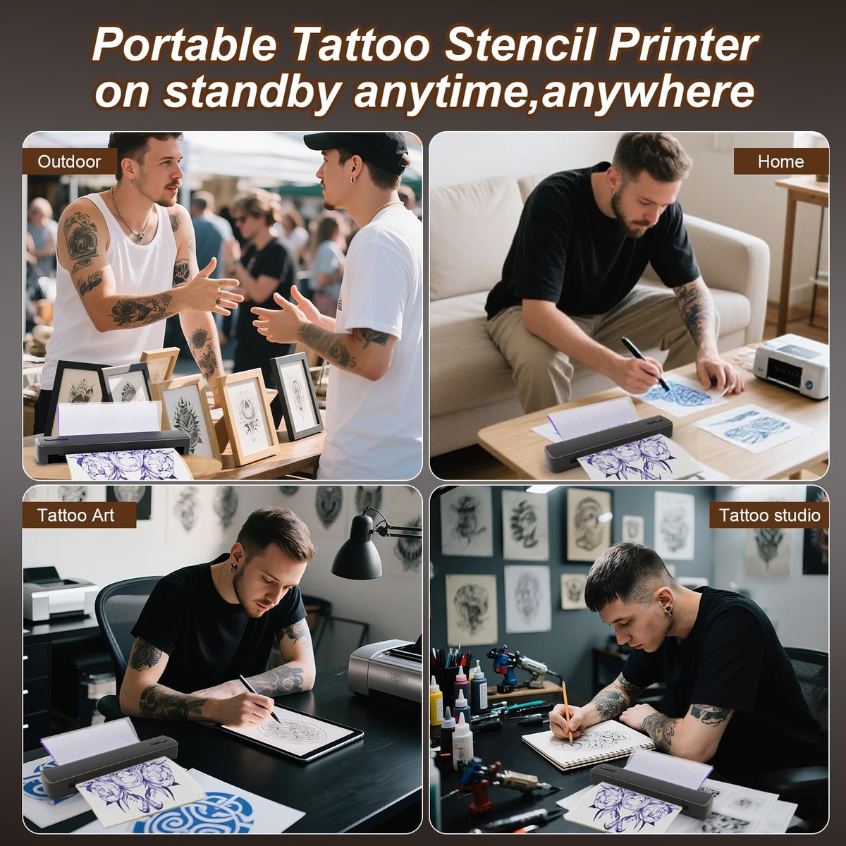 NULLTONEX Portable Wireless Bluetooth Thermal Tattoo Stencil Printer – 8.5x11 Letter, A4, A5 Sizes for Smartphone, PC & Laptop Avelisse