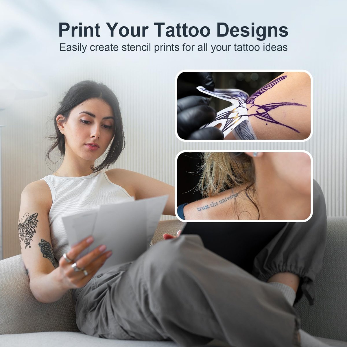 NULLTONEX Portable Wireless Bluetooth Thermal Tattoo Stencil Printer – 8.5x11 Letter, A4, A5 Sizes for Smartphone, PC & Laptop Avelisse