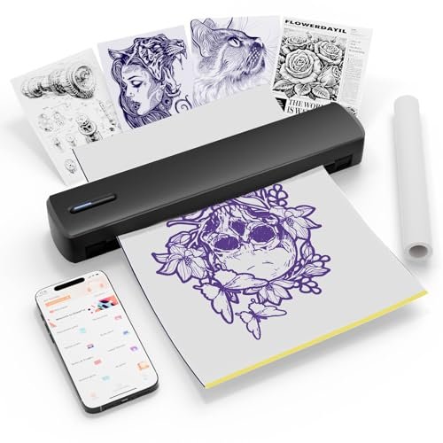NULLTONEX Portable Wireless Bluetooth Thermal Tattoo Stencil Printer – 8.5x11 Letter, A4, A5 Sizes for Smartphone, PC & Laptop Avelisse