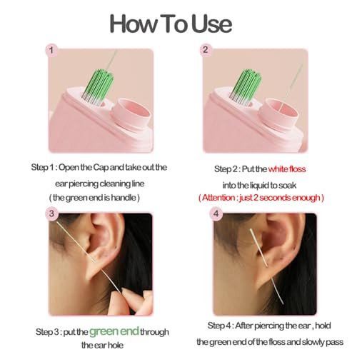 DJDZ Piercing Cleaner Kit: 240 Disposable Floss & 15ml Cleaning Solution for Ear Hole Care - görsel 6