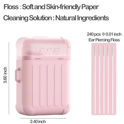 DJDZ Piercing Cleaner Kit: 240 Disposable Floss & 15ml Cleaning Solution for Ear Hole Care