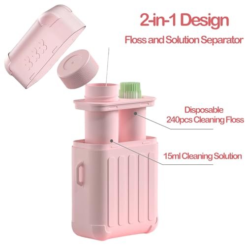 Piercing Cleaning Kit – Earring Hole Cleaner with 240 Disposable Floss & 15ml Solution for Aftercare (Pink) - görsel 6