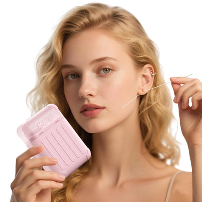 Piercing Cleaning Kit – Earring Hole Cleaner with 240 Disposable Floss & 15ml Solution for Aftercare (Pink)