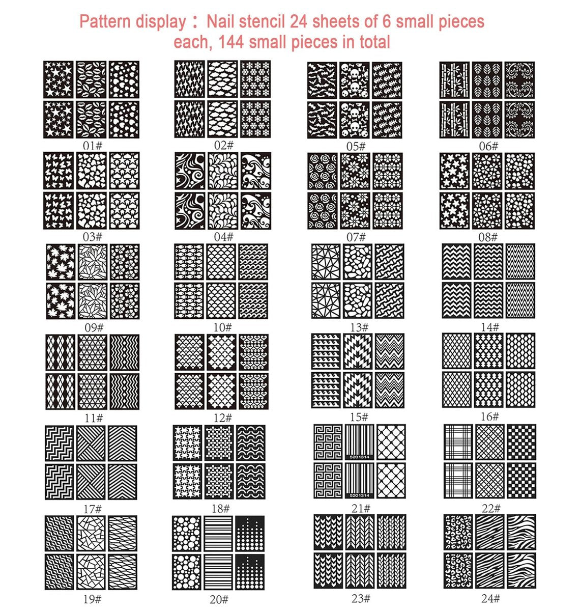 144-Piece Reusable Nail Stencils Set - 72 Unique Designs for DIY French Tip Guides & Manicure Decals at Home - görsel 3