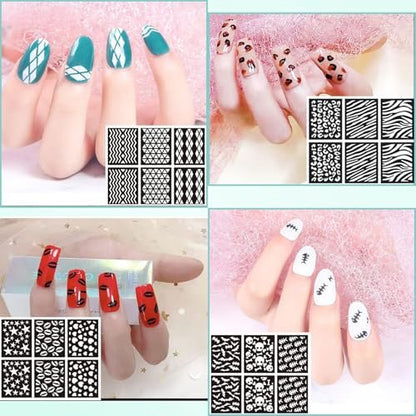 144-Piece Reusable Nail Stencils Set - 72 Unique Designs for DIY French Tip Guides & Manicure Decals at Home