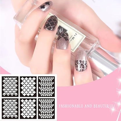 144-Piece Reusable Nail Stencils Set - 72 Unique Designs for DIY French Tip Guides & Manicure Decals at Home