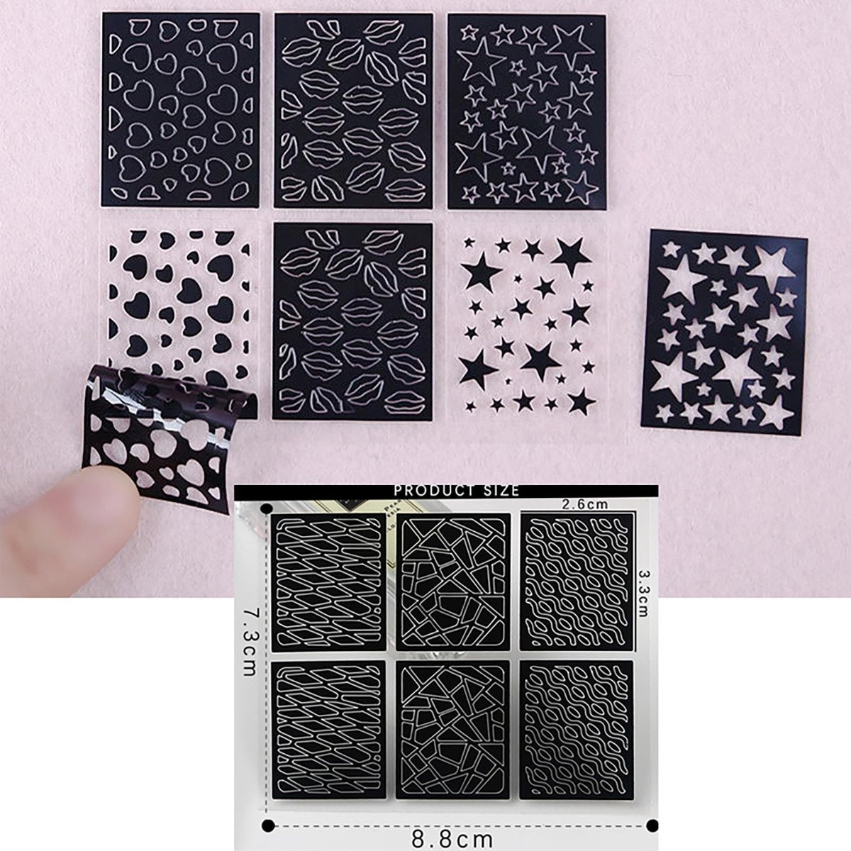 144-Piece Reusable Nail Stencils Set - 72 Unique Designs for DIY French Tip Guides & Manicure Decals at Home - görsel 7