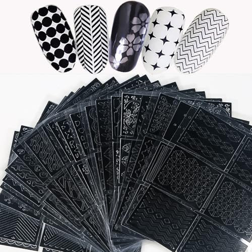 144-Piece Reusable Nail Stencils Set - 72 Unique Designs for DIY French Tip Guides & Manicure Decals at Home - görsel 2