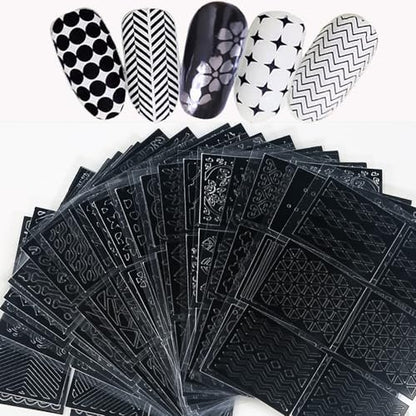 144-Piece Reusable Nail Stencils Set - 72 Unique Designs for DIY French Tip Guides & Manicure Decals at Home