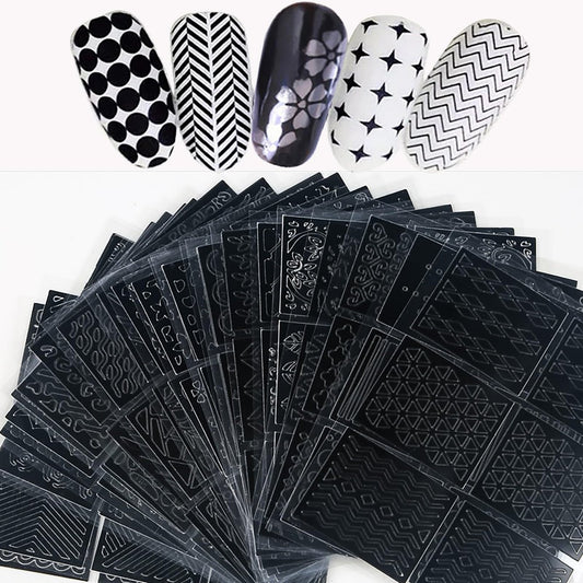 144-Piece Reusable Nail Stencils Set - 72 Unique Designs for DIY French Tip Guides & Manicure Decals at Home