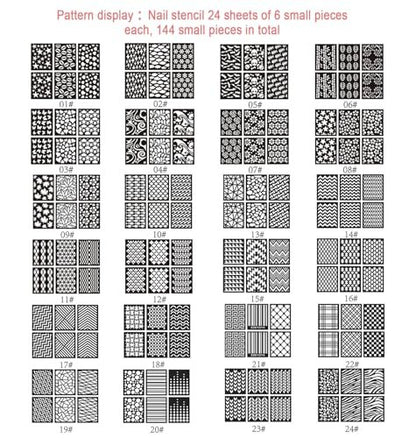 144-Piece Reusable Nail Stencils Set - 72 Unique Designs for DIY French Tip Guides & Manicure Decals at Home