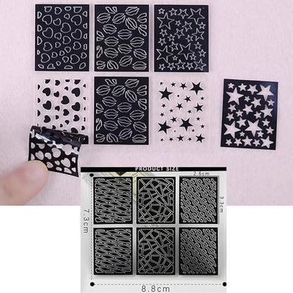 144-Piece Reusable Nail Stencils Set - 72 Unique Designs for DIY French Tip Guides & Manicure Decals at Home