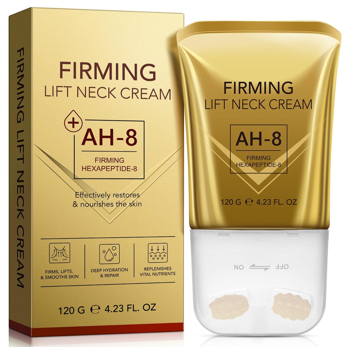 WLCTJIAYOU AH-8 Firming Neck Cream with Roller - Anti-Aging Moisturizer for Neck & Chest - Lifts, Tightens, Deeply Hydrates, Reduces Fine Lines & Wrinkles - For Crepey, Sagging Skin - 4.23 fl.oz - görsel 1