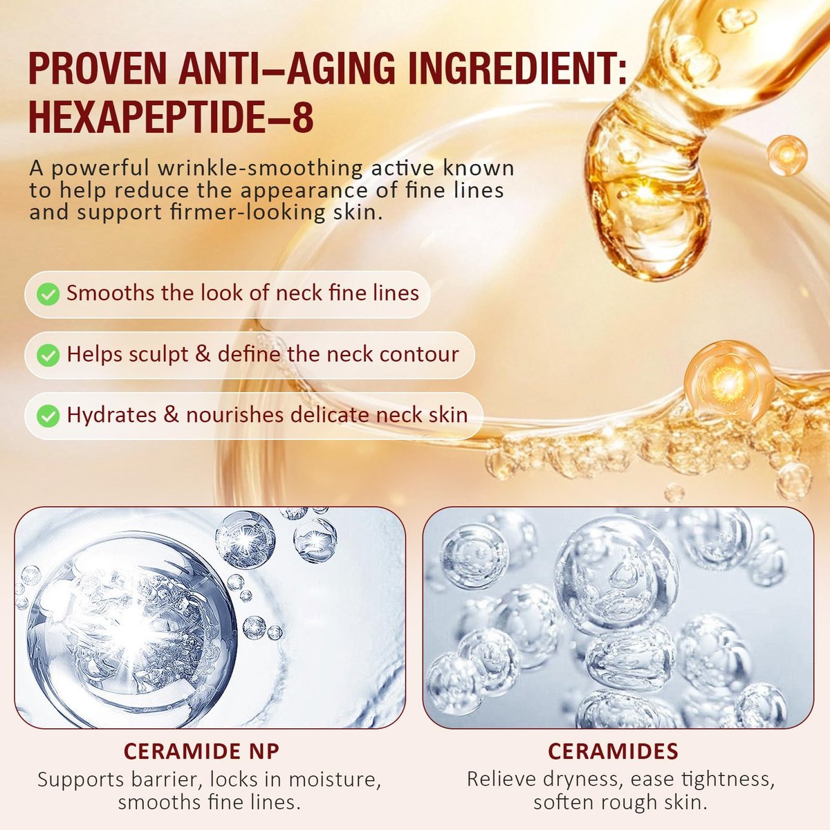 WLCTJIAYOU AH-8 Firming Neck Cream with Roller - Anti-Aging Moisturizer for Neck & Chest - Lifts, Tightens, Deeply Hydrates, Reduces Fine Lines & Wrinkles - For Crepey, Sagging Skin - 4.23 fl.oz - görsel 9