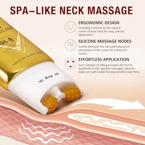 WLCTJIAYOU AH-8 Firming Neck Cream with Roller - Anti-Aging Moisturizer for Neck & Chest - Lifts, Tightens, Deeply Hydrates, Reduces Fine Lines & Wrinkles - For Crepey, Sagging Skin - 4.23 fl.oz - görsel 4
