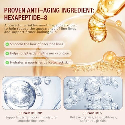 WLCTJIAYOU AH-8 Firming Neck Cream with Roller - Anti-Aging Moisturizer for Neck & Chest - Lifts, Tightens, Deeply Hydrates, Reduces Fine Lines & Wrinkles - For Crepey, Sagging Skin - 4.23 fl.oz
