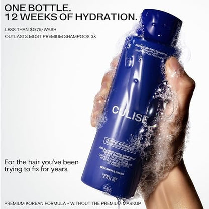 CULISE Korean Hydrating Shampoo for Dry Damaged Color Treated Hair - Moisturizing Shampoo with Rice Water, Probiotics, Argan Oil, Hyaluronic Acid - Sulfate Free, Color Safe for Curly, Wavy Hair & Sensitive Scalp Avelisse