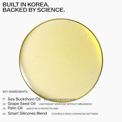 CULISE Korean Hair Oil for Dry Damaged Frizzy Hair - Anti Frizz Heat Protectant, Gloss Serum with Sea Buckthorn & Grapeseed Oil, Split Ends Repair, Color Safe - 3.3 Fl Oz Avelisse