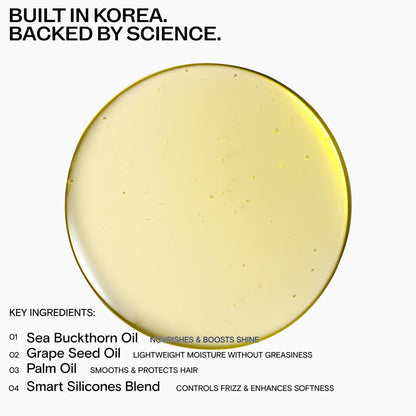 CULISE Korean Hair Oil for Dry Damaged Frizzy Hair - Anti Frizz Heat Protectant, Gloss Serum with Sea Buckthorn & Grapeseed Oil, Split Ends Repair, Color Safe - 3.3 Fl Oz Avelisse