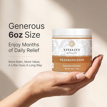 Vitality Extracts Frankincense Balm - 6oz, Boswellia Serrata, Beeswax, Olive Oil, Moisturizer for Dry, Cracked Skin, All Skin Types Avelisse